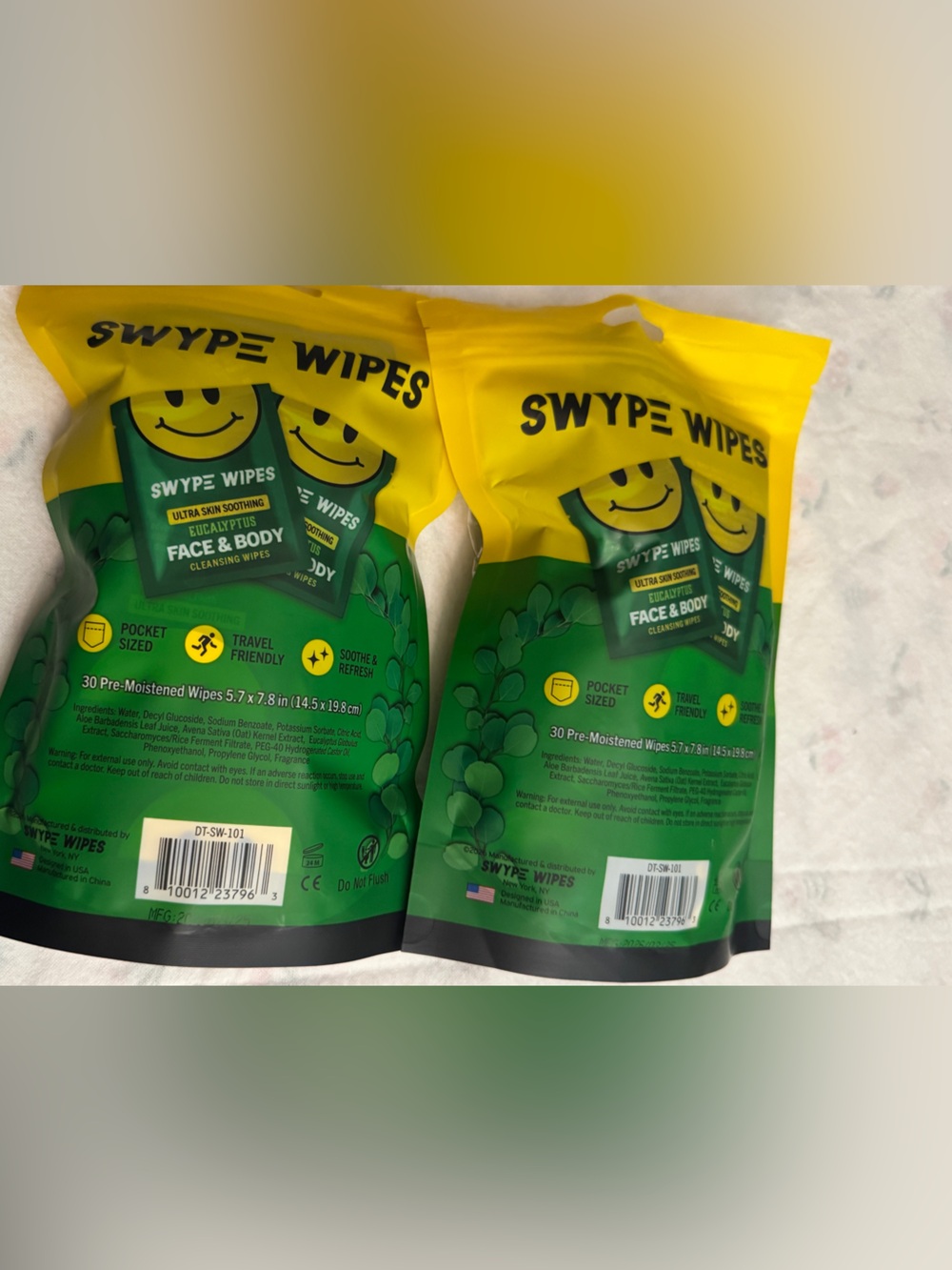 Eucalyptus Face & Body Cleansing Wipes - Green two packages